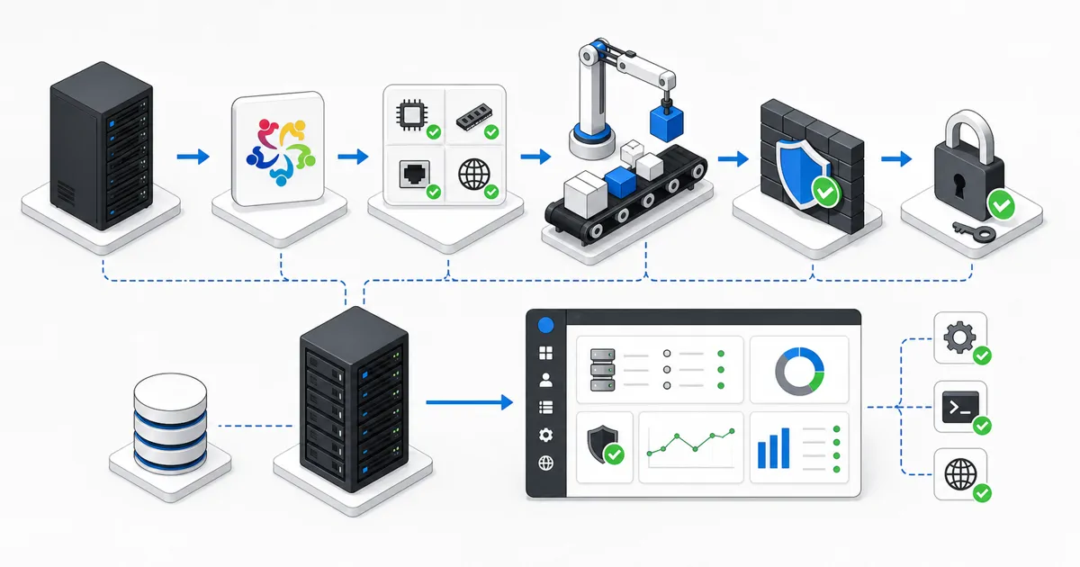 Sunucu, DNS, TLS, yedekleme ve dağıtım katmanlarından oluşan barındırma altyapısı