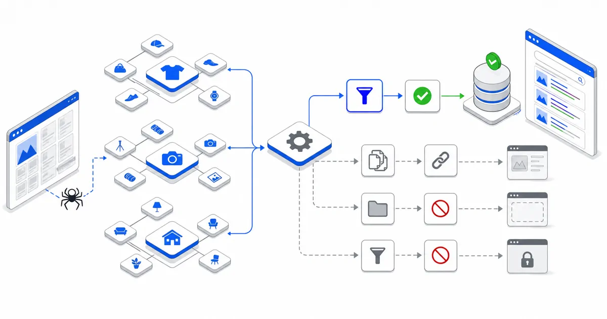 Tarama, sitemap, canonical, yapılandırılmış veri, performans ve analitik akışı