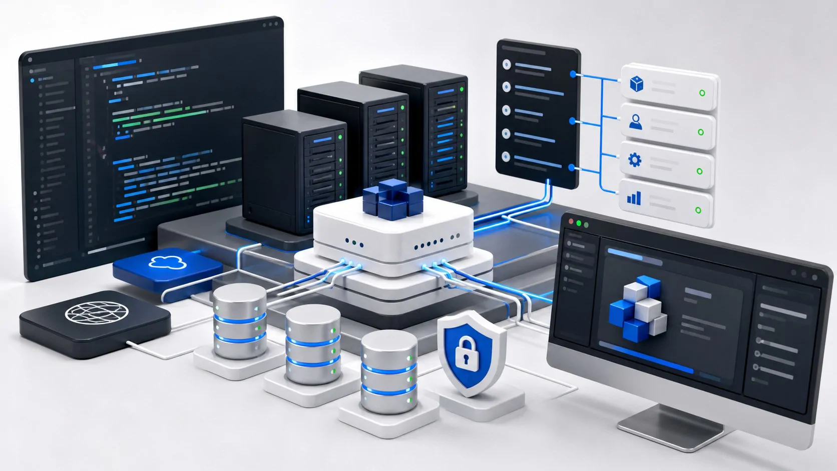 .NET, API, veritabanı ve kullanıcı arayüzü bileşenlerinden oluşan yazılım mimarisi